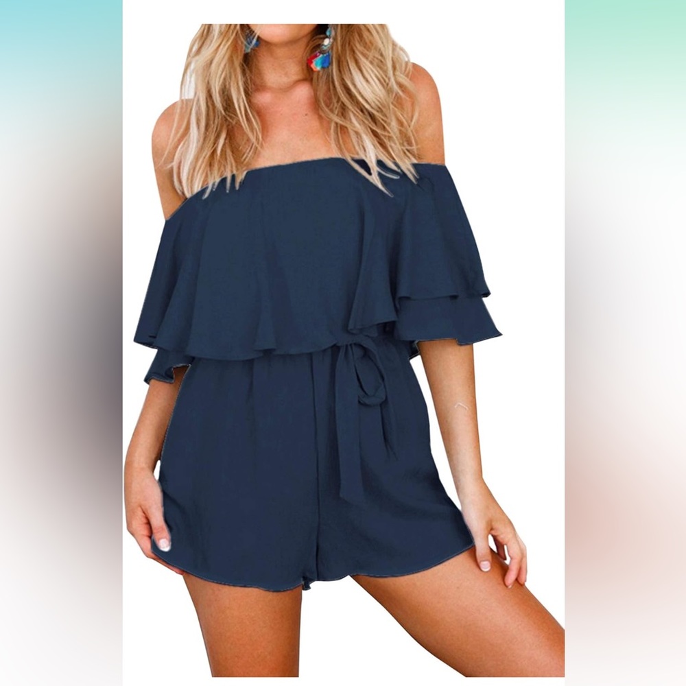 Navy Off-Shoulder Romper